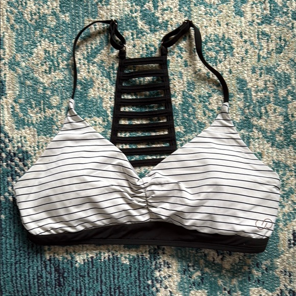 CALIA by Carrie Underwood Black and White Nautical Bikini - Picture 1 of 2